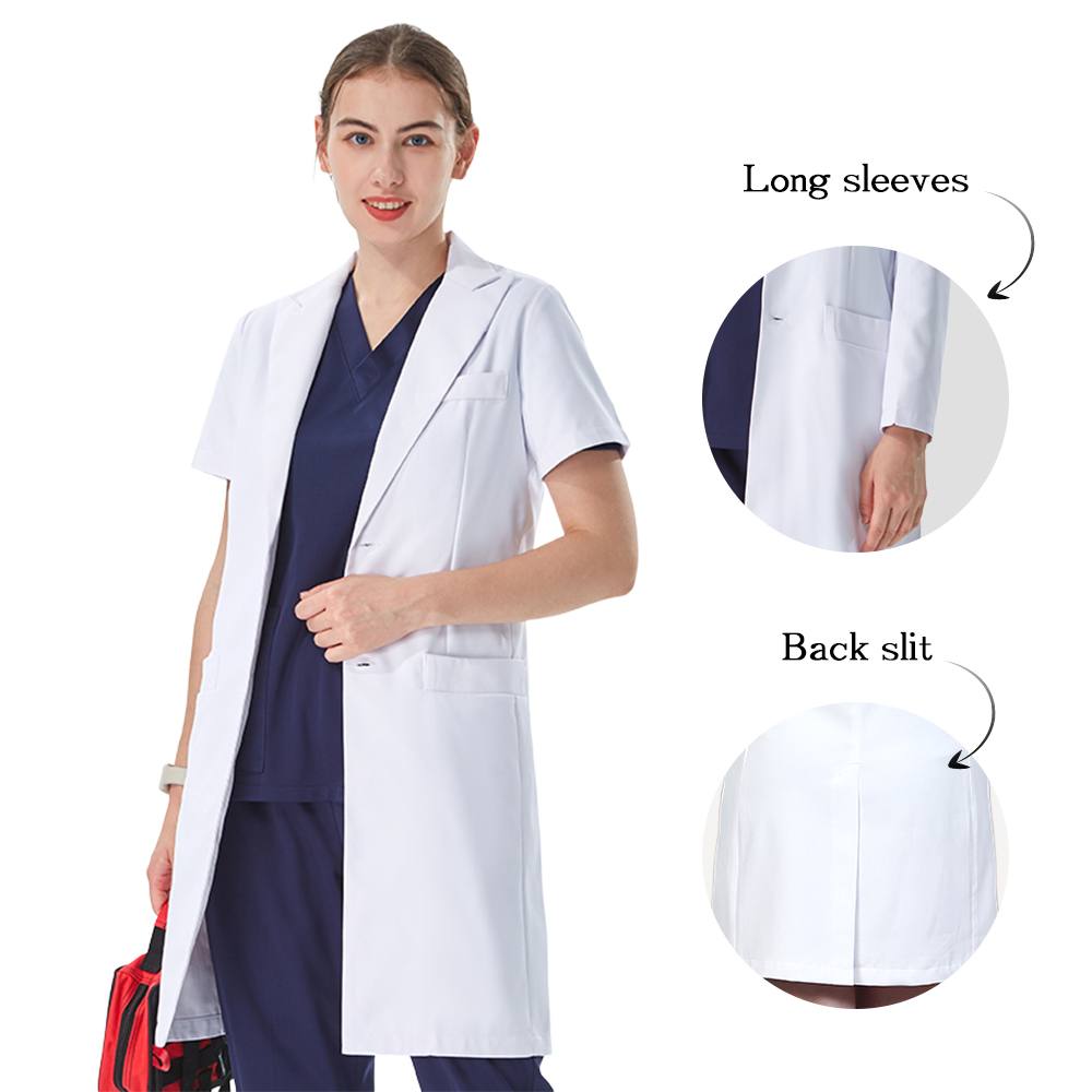Medical Lab Hospital - Thoughtful Lapel Collar White Lab Coat